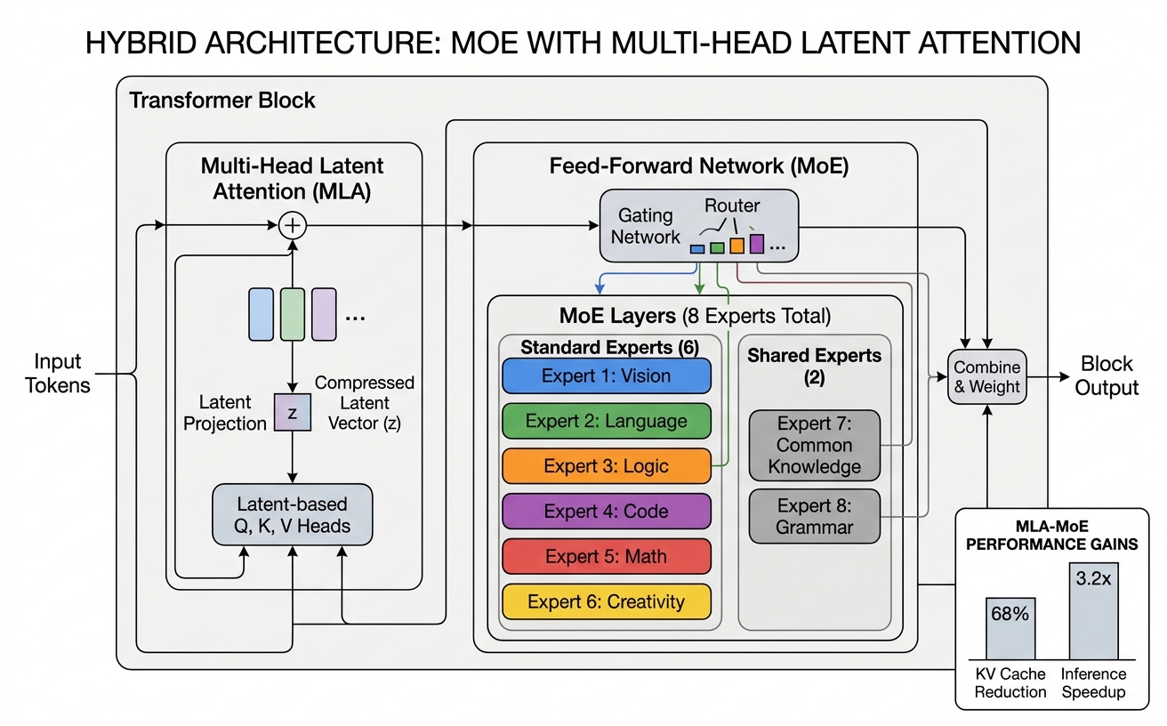 Unifying Mixture of Experts and Multi-Head Latent Attention for Efficient Language Models