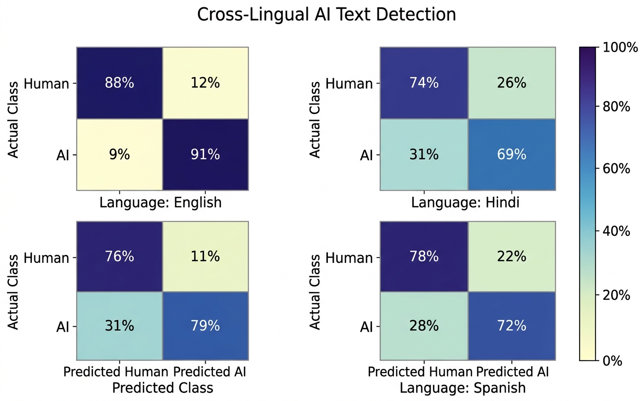Multilingual Evaluation of Human vs. AI Text Classification with Zero-Shot Analysis of Contemporary LLM Architectures
